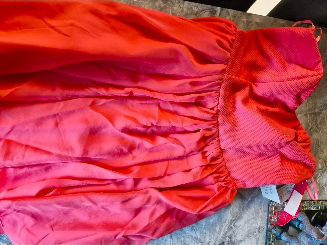 Ladies coral strapless dress size 8