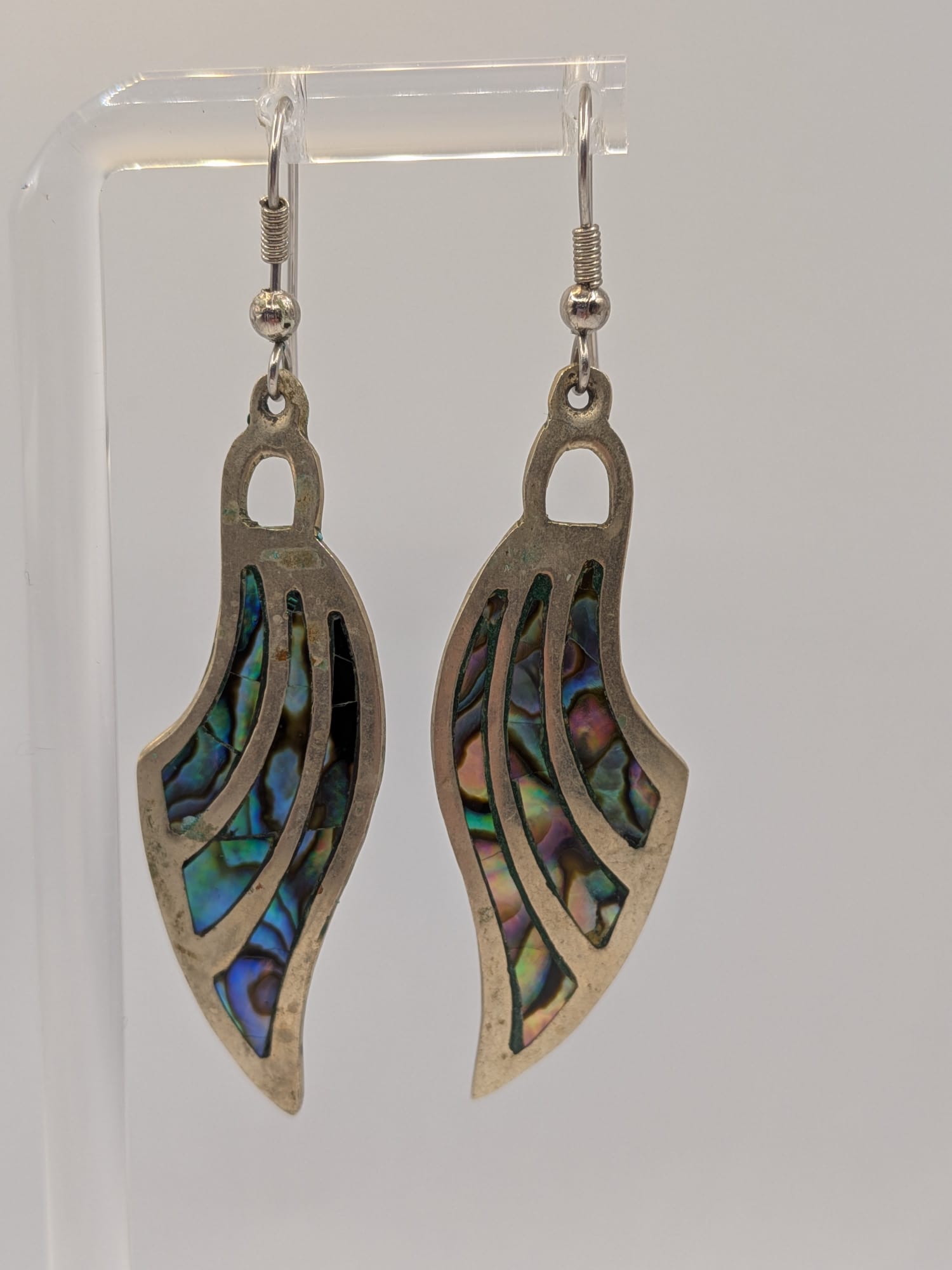 Alpaca mexico earrings vintage with abolone stunning drop earrings