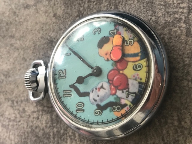 Vintage Sooty and Sweep automaton hand wind pocket watch very rare