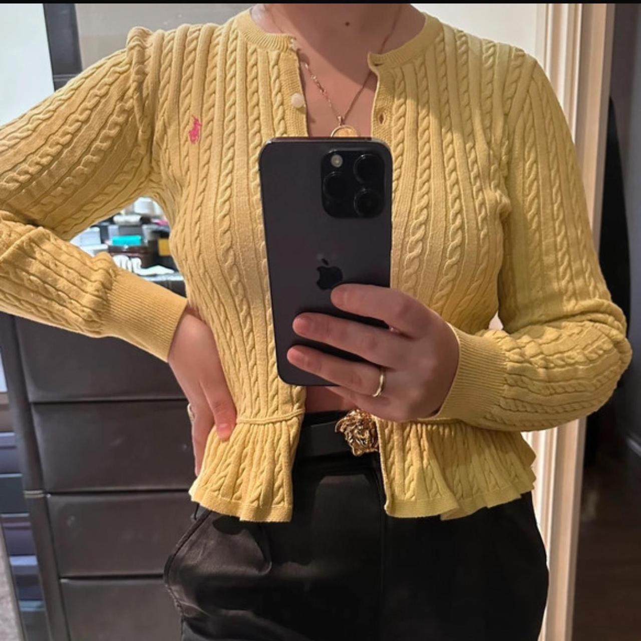Yellow Polo Ralph Lauren cardigan #preppy #yellow Size L teens fits some s size xs
