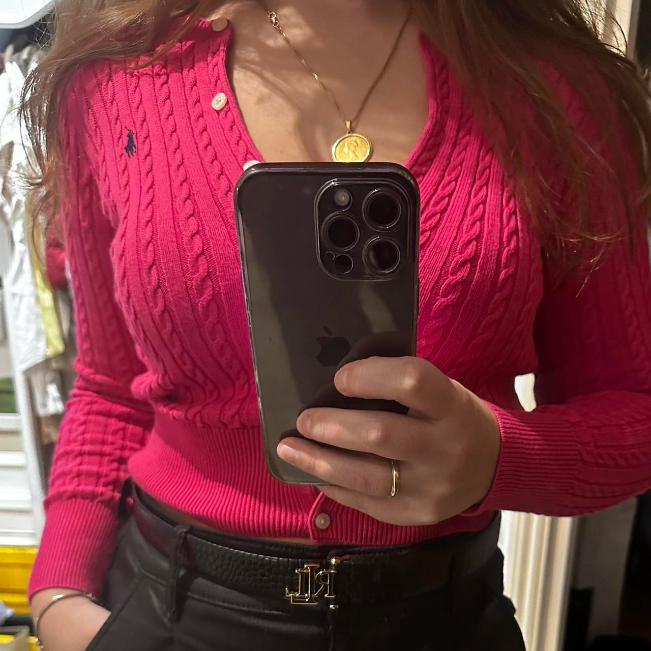 Ralph Lauren fuchsia pink cropped cardigan  Size 8 on the label fits more like xs women’s