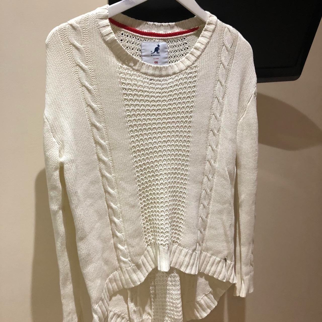 Kangol oversized cream jumper size 8 ,short in the front ,long