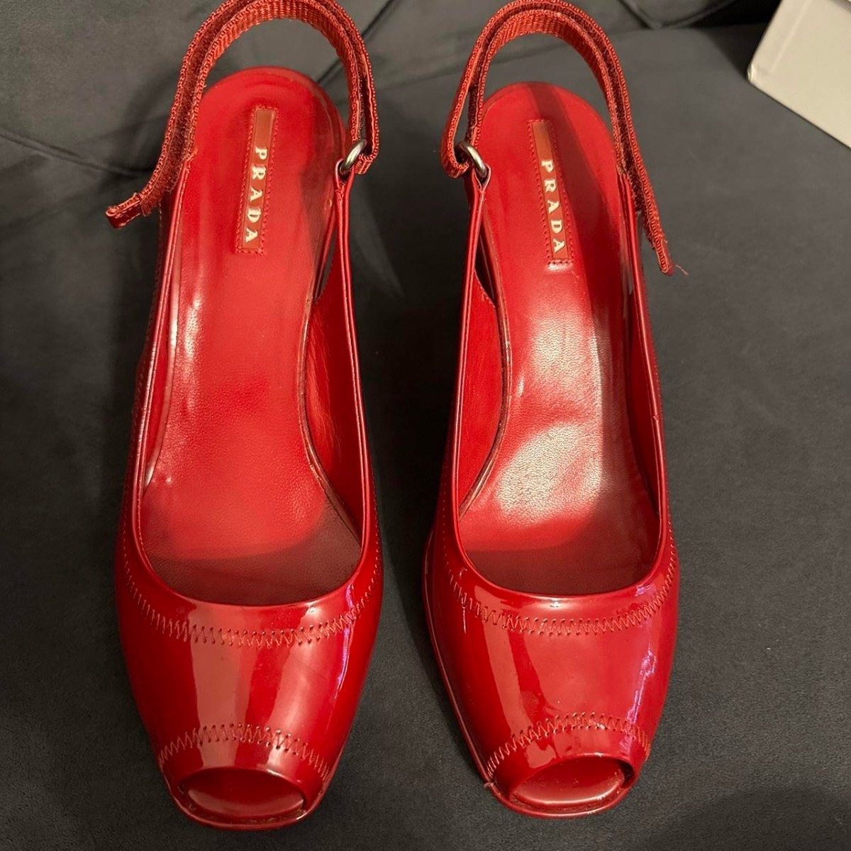 Prada red vintage wedges size 38.5 ,uk 5.5  In lovely condition