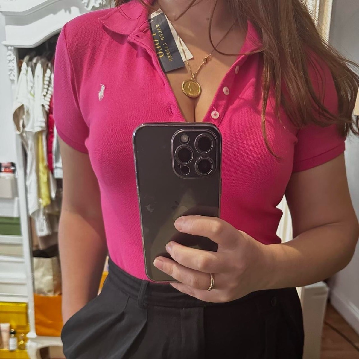 RL pink polo tshirt  Size L teens fits women’s 6 Uk