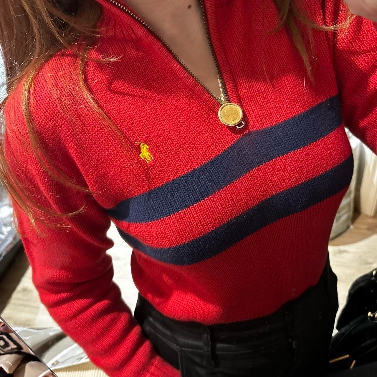 Ralph Lauren red navy jumper  Size M fits more like xs Uk women’s  Used in good condition