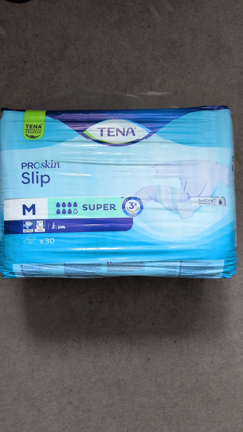 60 x TENA ProSkin Slip Super Medium Adult Incontinence Slips | 2 Packs of 30