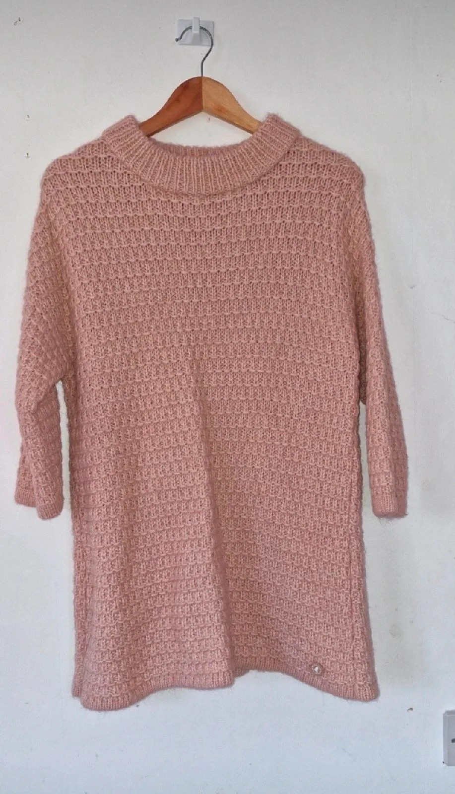 Barbour Size 12 Bartlett Knit Jumper | Blush Pink 3/4 Sleeve Chunky Knit