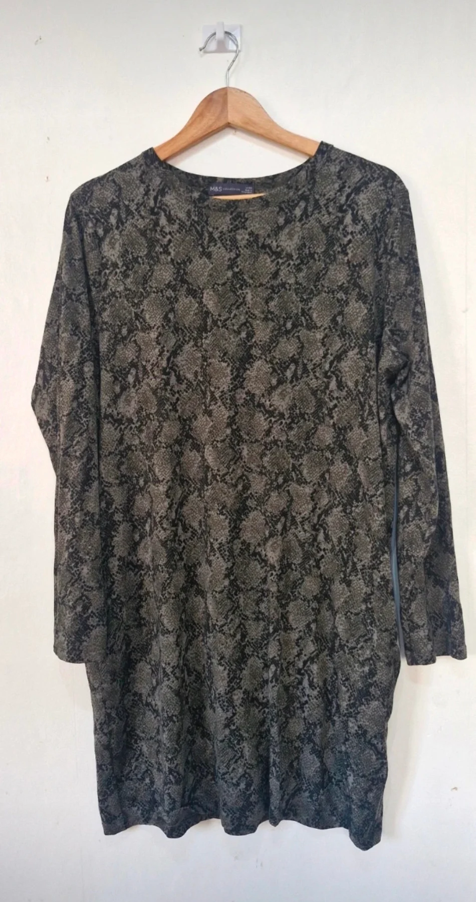 Marks and Spencer  size 14 long sleeved dress snakeskin pattern