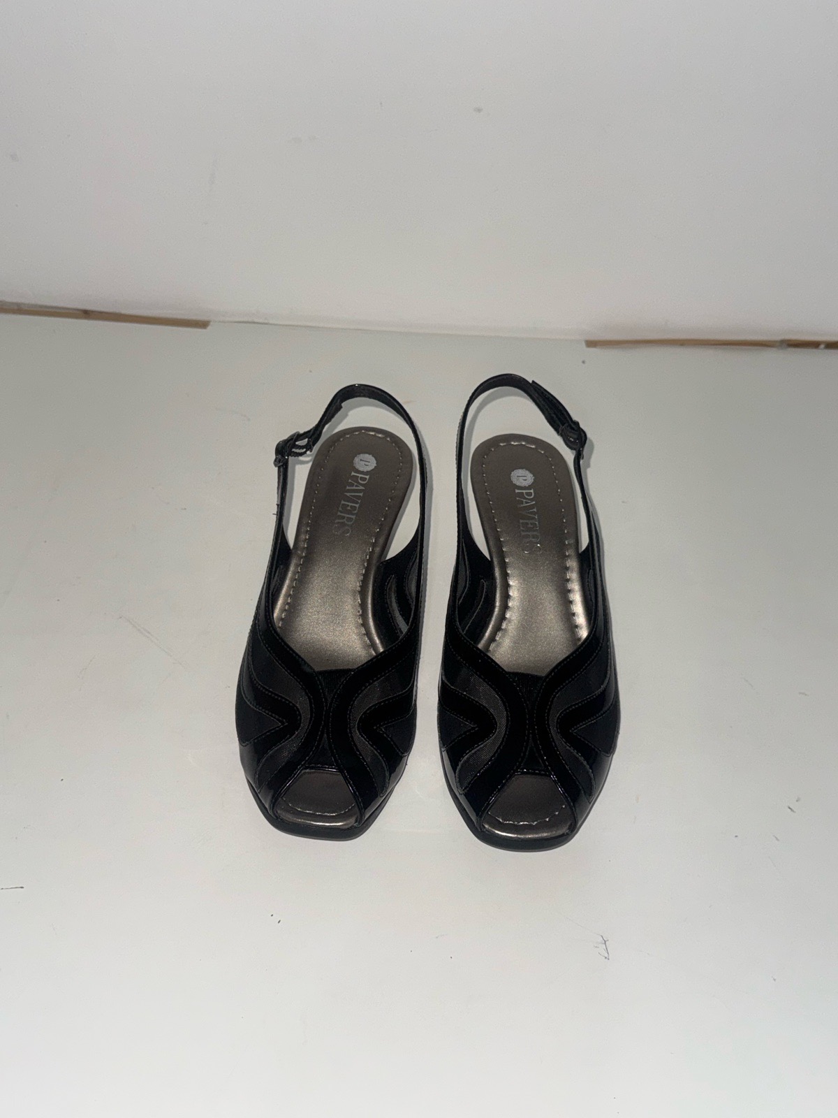 Black patent leather kitten heel sandals with buckle detail #glamour #partyshoes