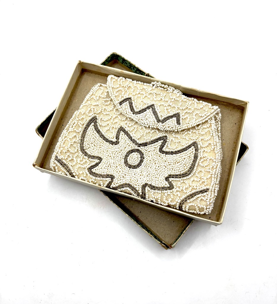Art Deco 1930’s/40’s Vintage Micro Beaded Evening Wedding Purse/Clutch - With Original Box
