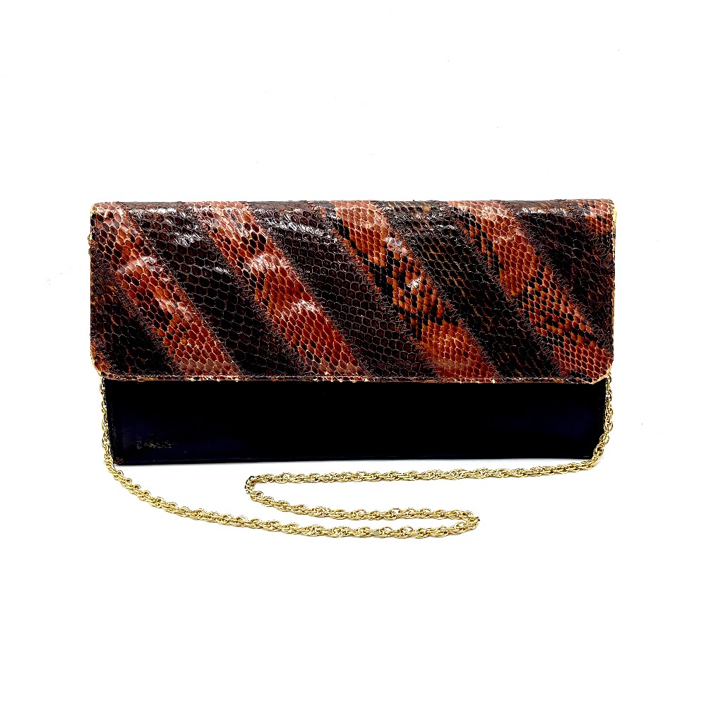 Vintage 1970s/80s Martin Fierro Snakeskin & Leather Convertible Clutch