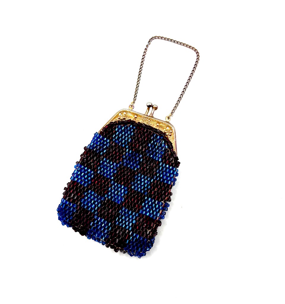 1920’s Vintage Art Deco Micro Glass Beaded Evening Coin Purse