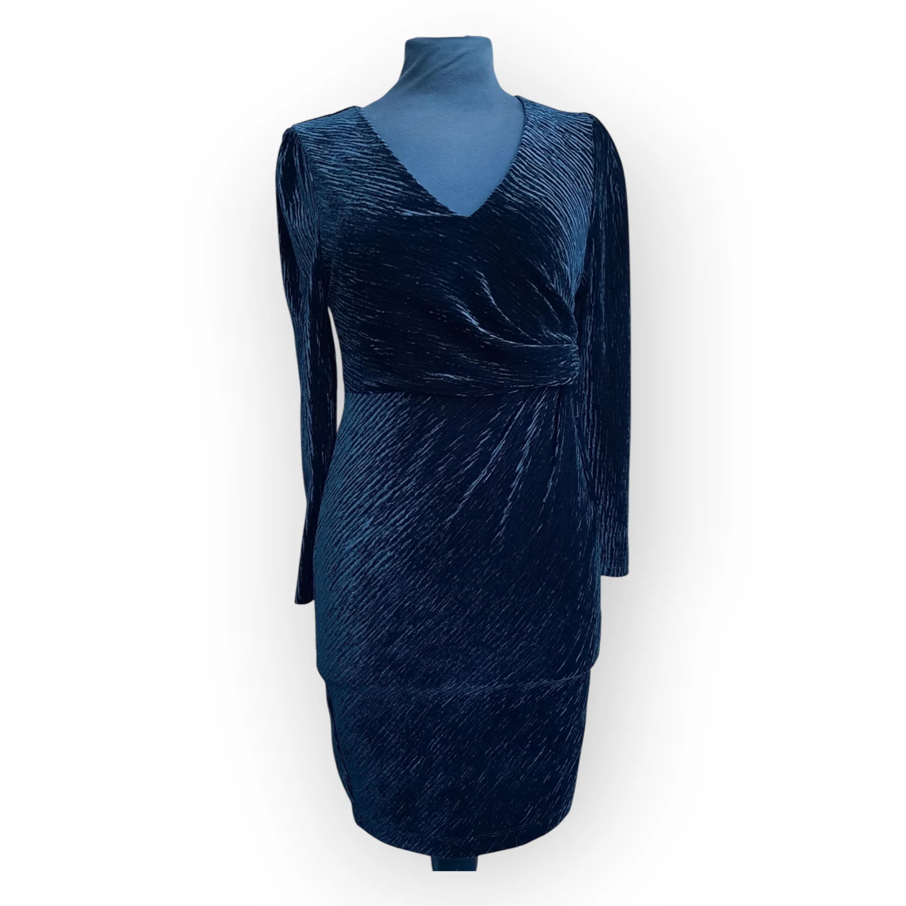 BNWT M&S Black Velvet Wrap Dress UK 6 Petite V Neck Ruched Party Evening LBD