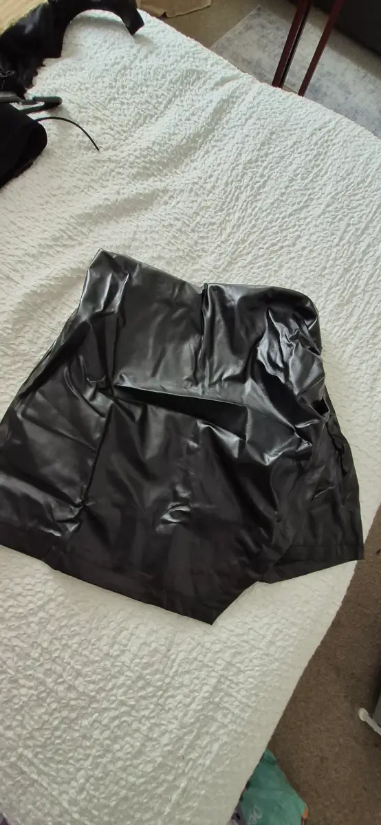 Women's Faux Leather Mini Skort Size M Black