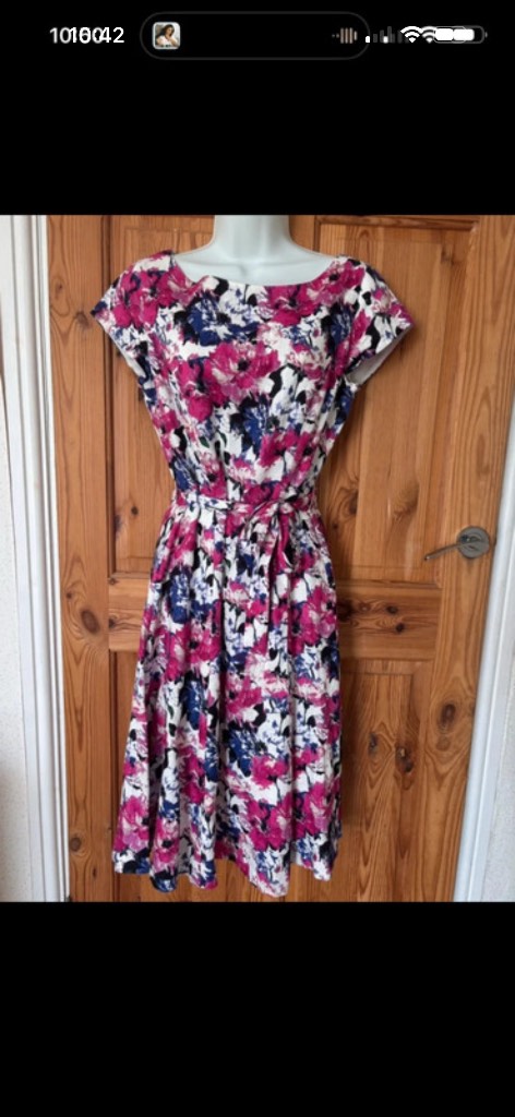 Laura Ashley Linen Floral Summer Dress Size 12