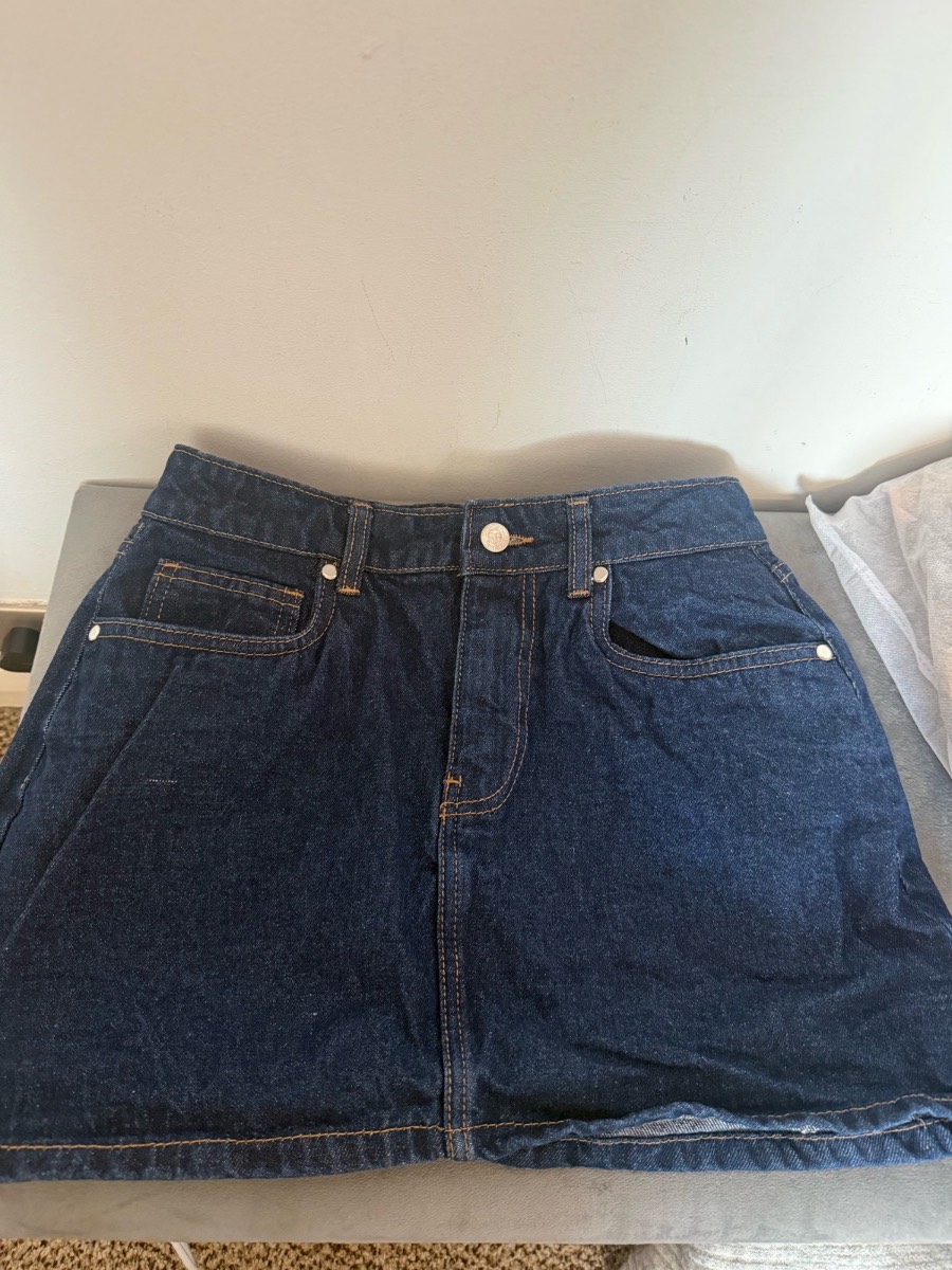 Indigo stitch mini skirt