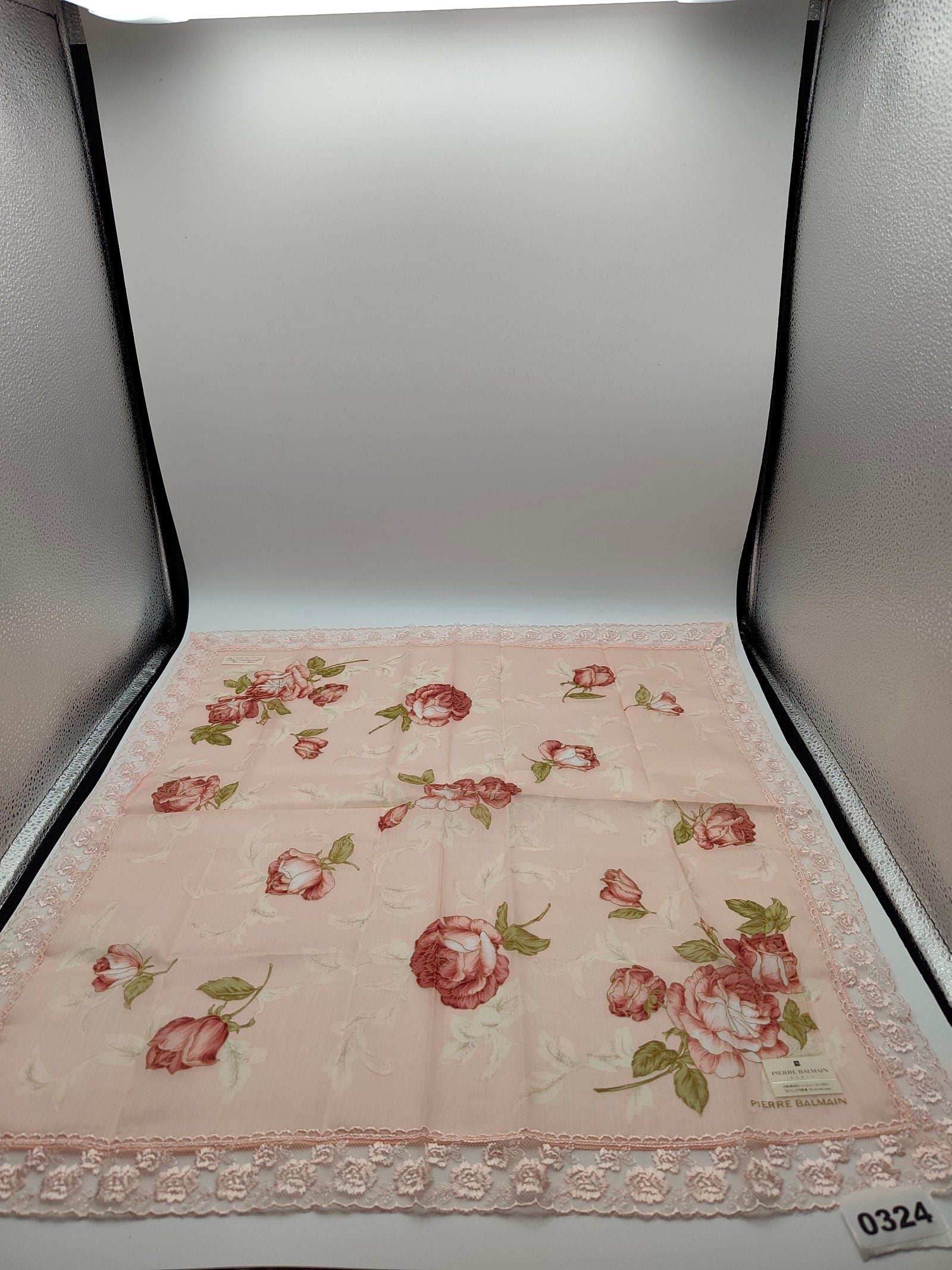 Pierre Balmain Women Pink Floral Lace-Trimmed Cotton Scarf Other