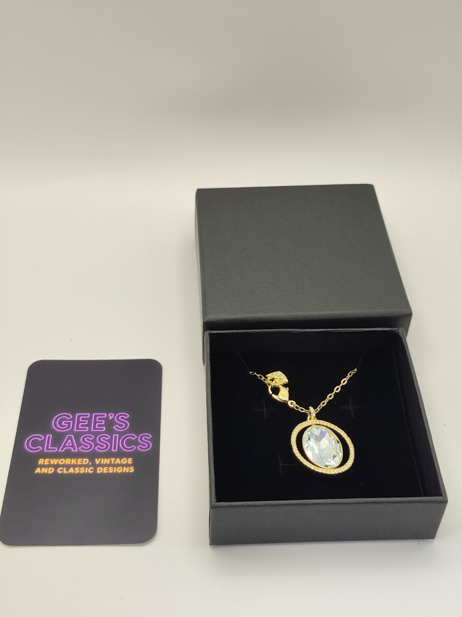 Swarovski Gold tone & Clear Crystal Pendant Necklace Women