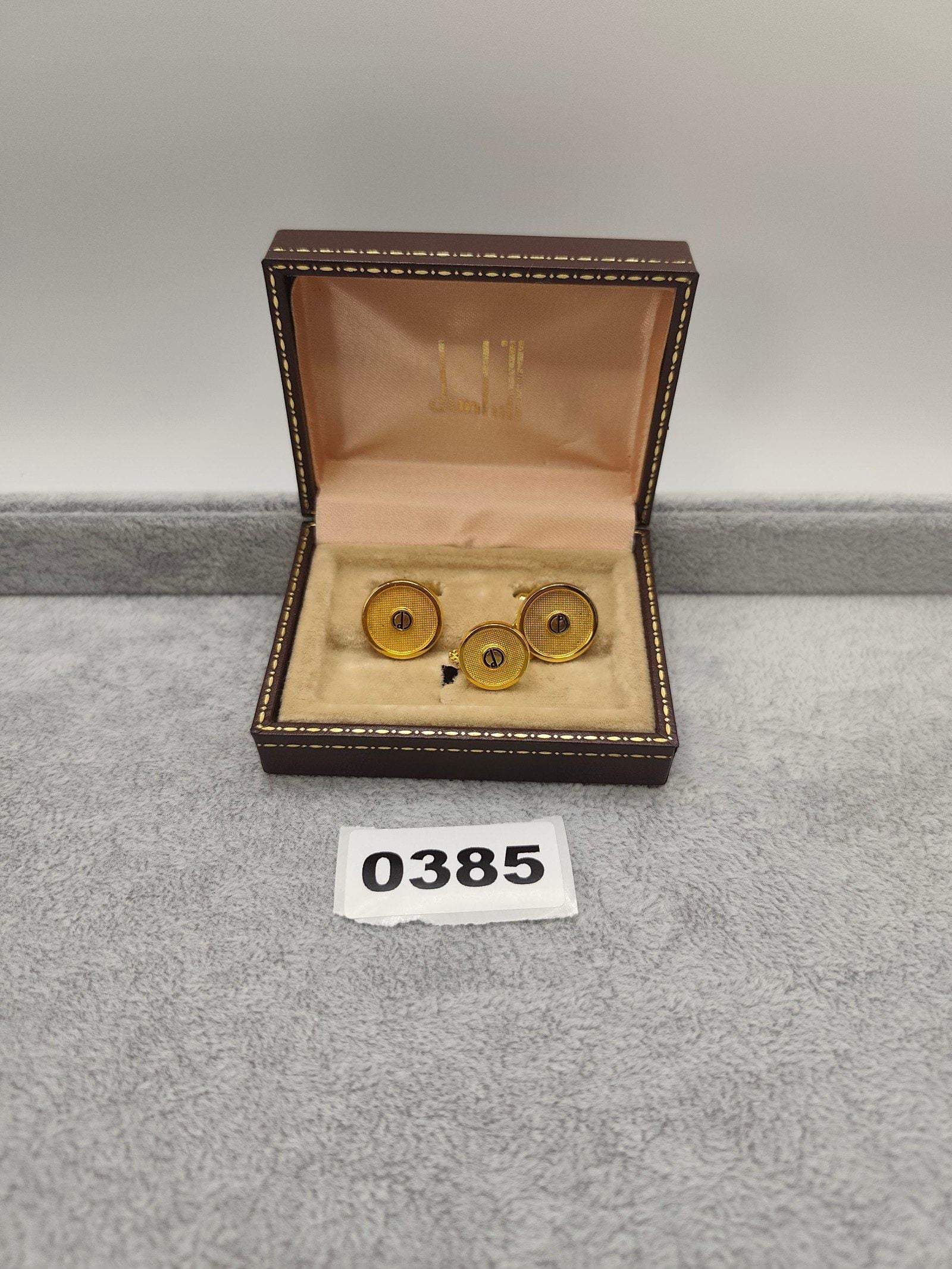 Dunhill Men's Gold Tone Cufflinks & Stud Set in Gift Box