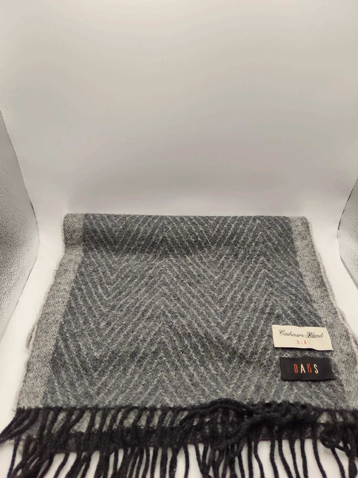 DAKS vintage grey wool cashmere blend 1990's scarf