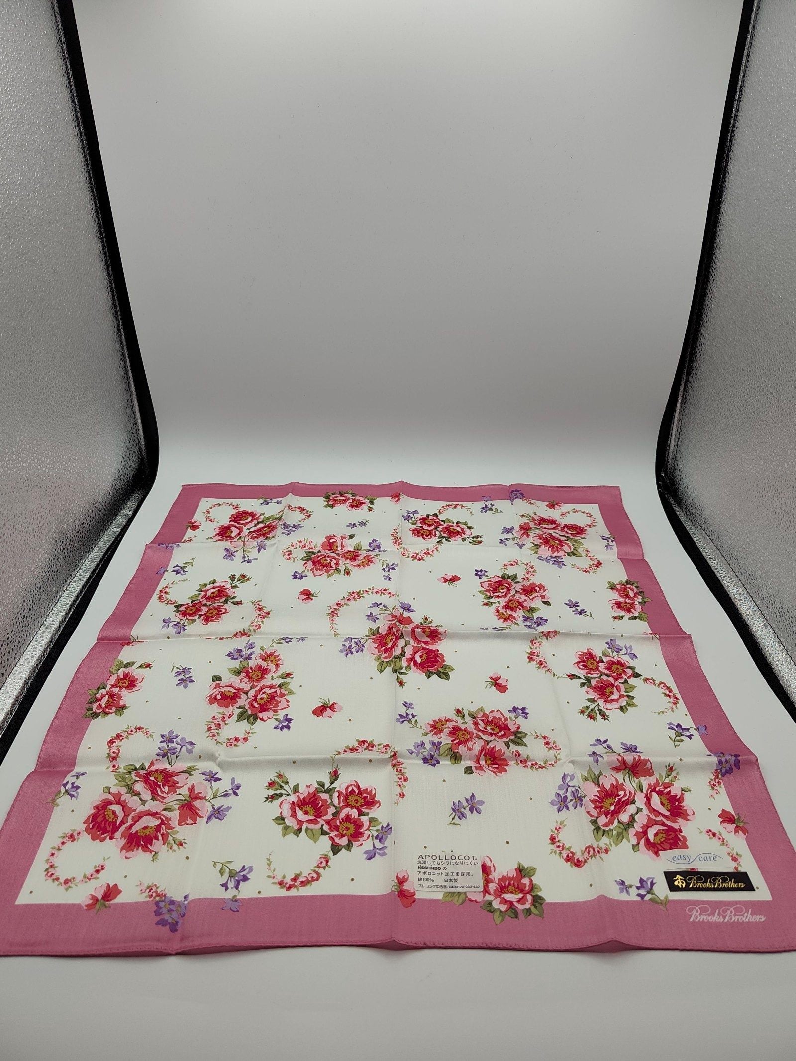 Brooks Brothers Women White & Pink Floral Cotton Scarf