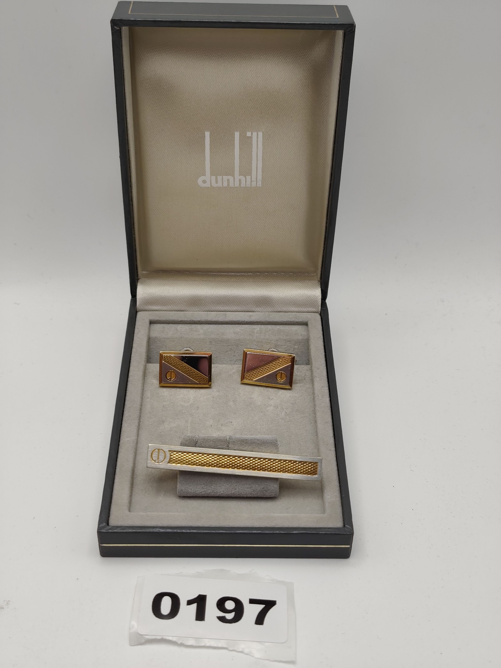 Dunhill Gold-tone & Silver tone Cufflinks & Tie Clip Set Men