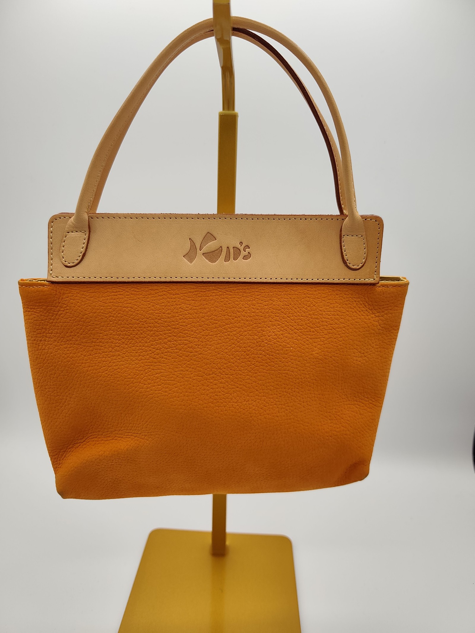 Kitamura Orange & Beige Leather Tote Bag small kids size