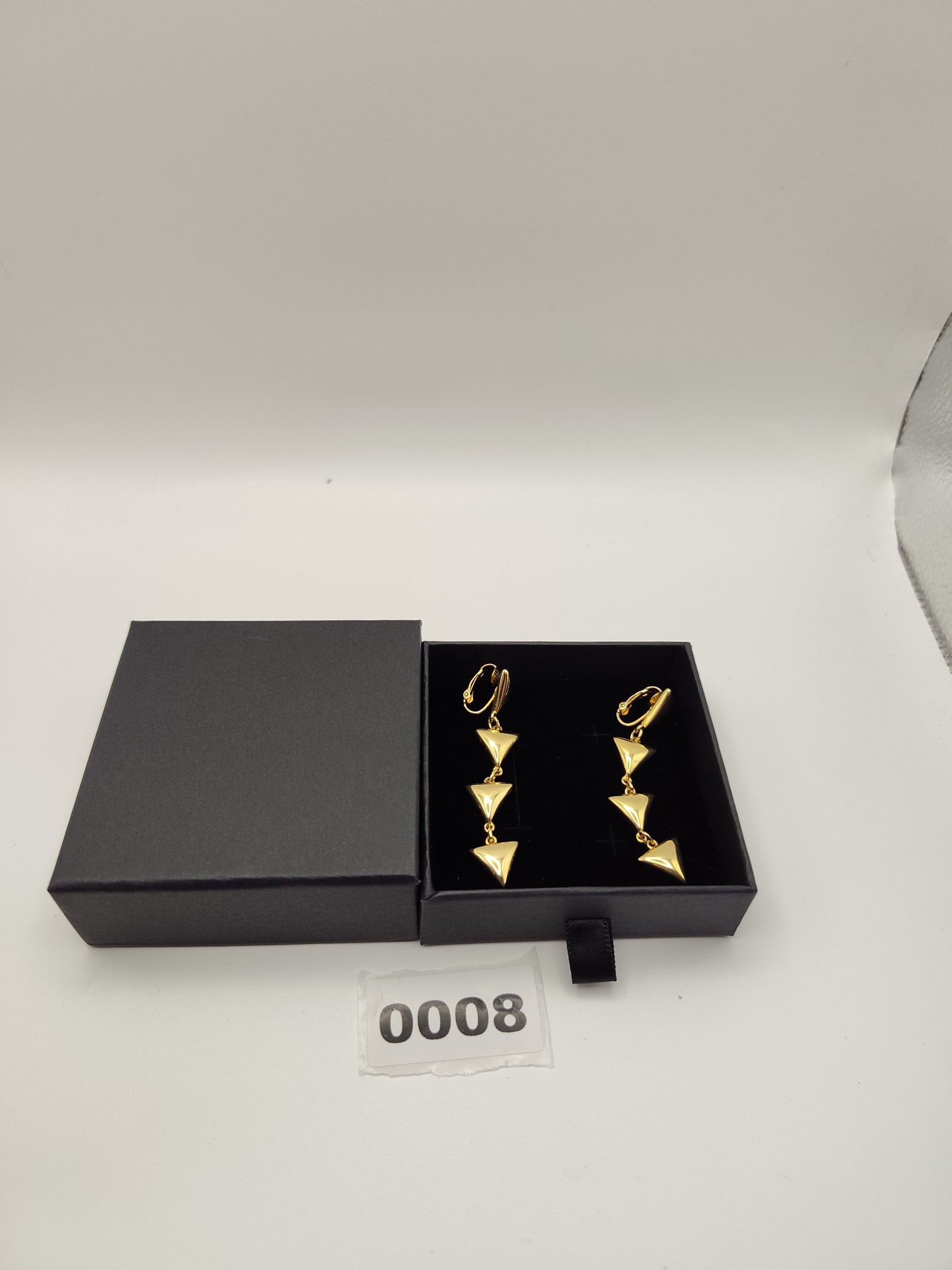 Courreges Gold Tone Geometric Drop Clip-On Earrings