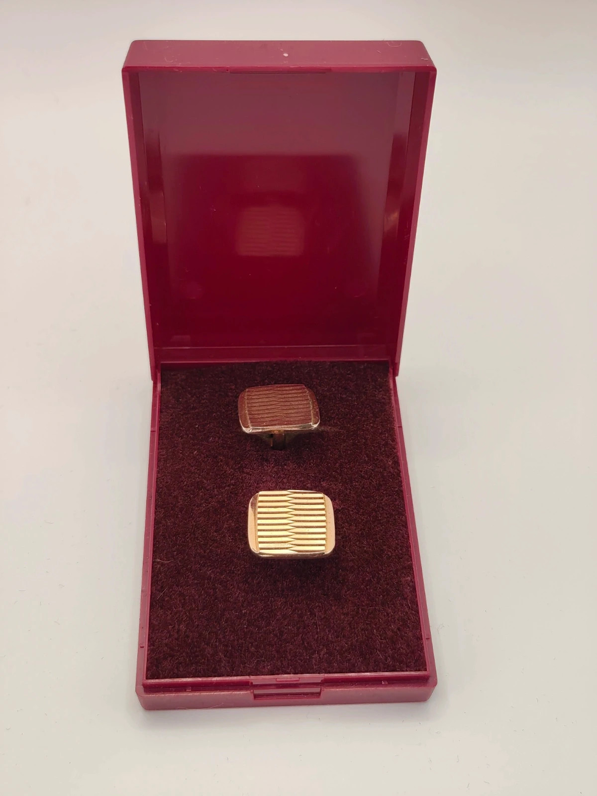 Vintage Gold Tone Engine Turned Cufflinks | Boxed 1960s/70s Retro
