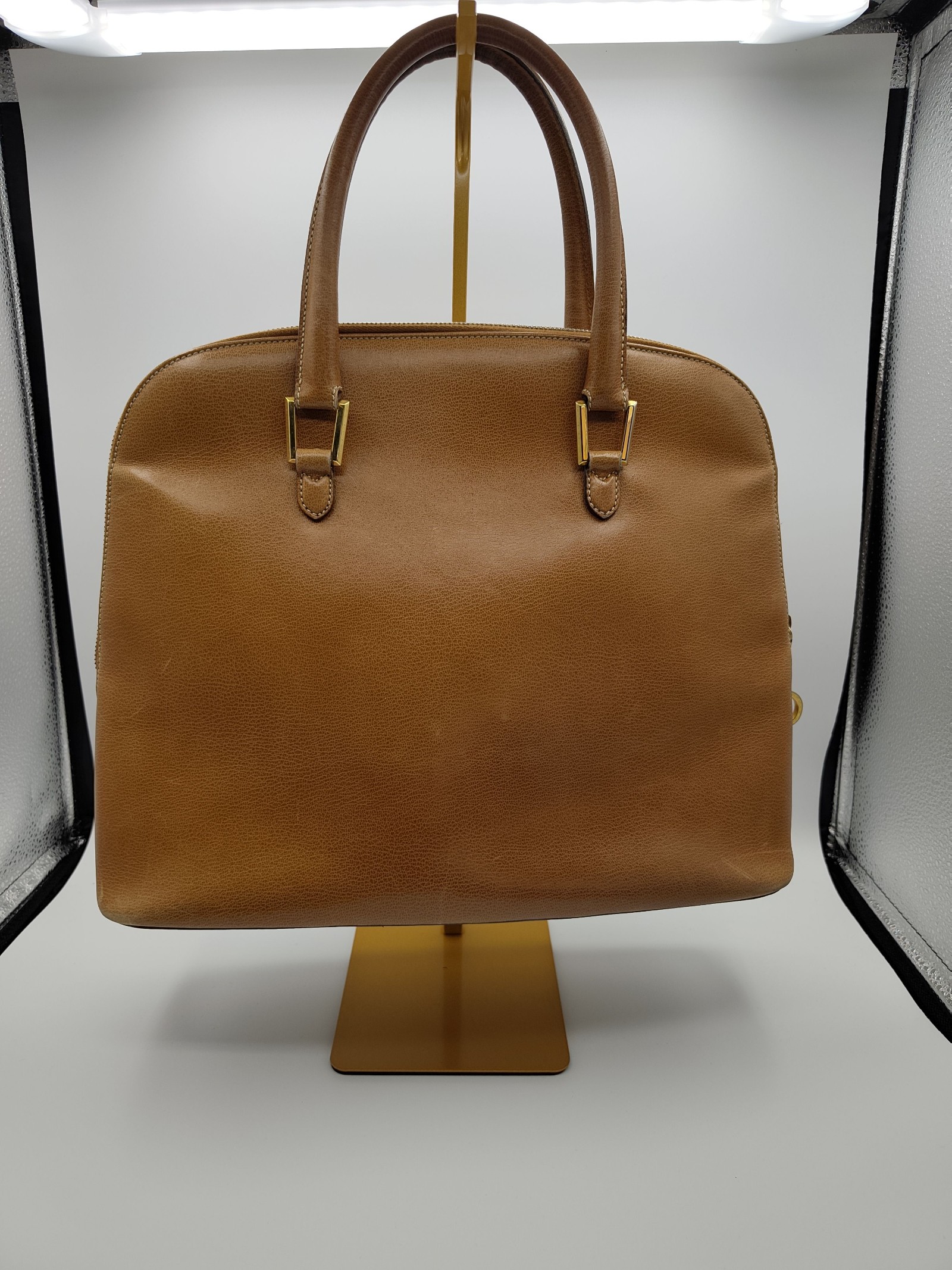 Salvatore Ferragamo Brown Leather Handbag Women Elegant Classic