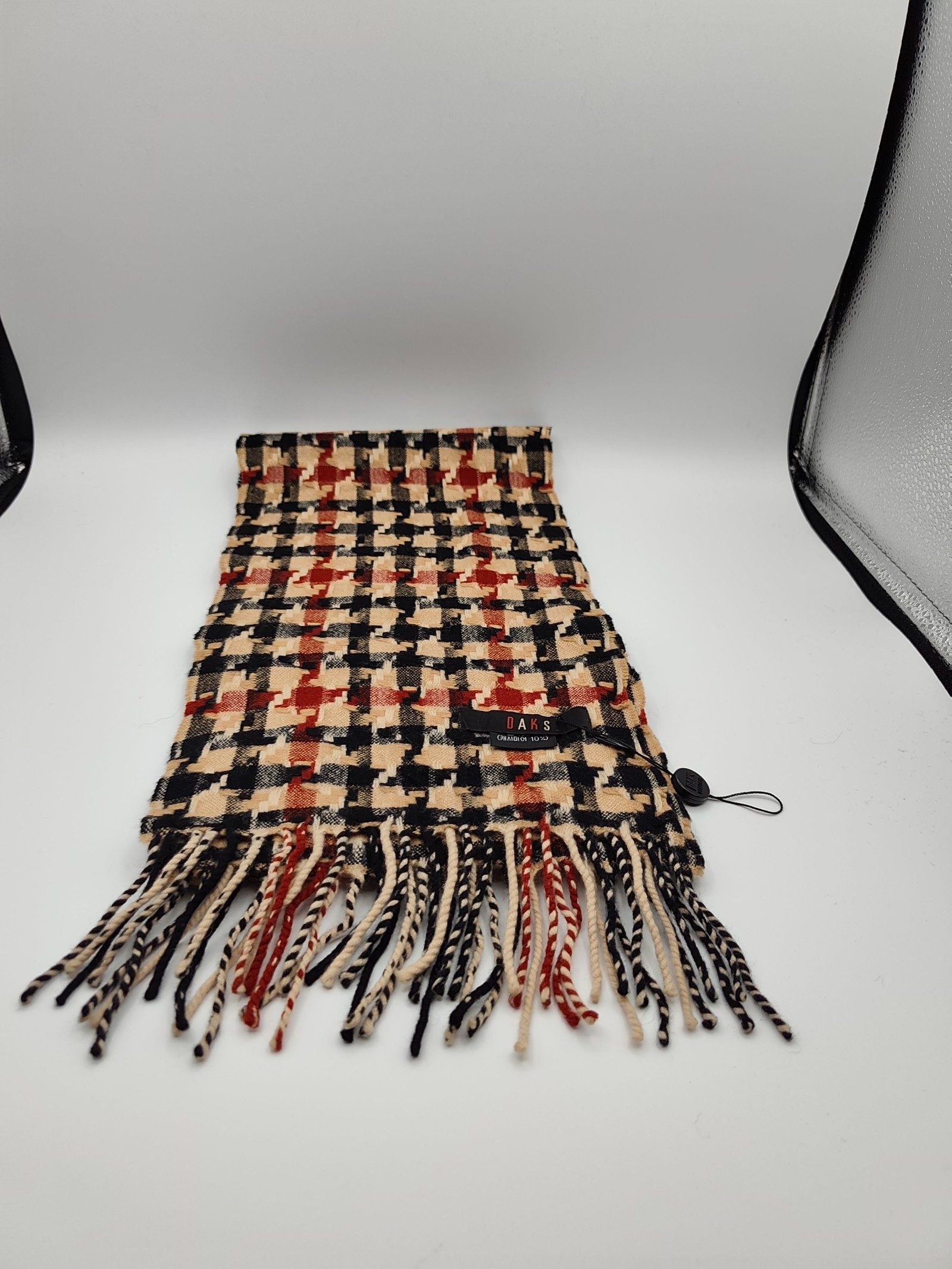 DAKS Multi Houndstooth Wool Blend Scarf Other
