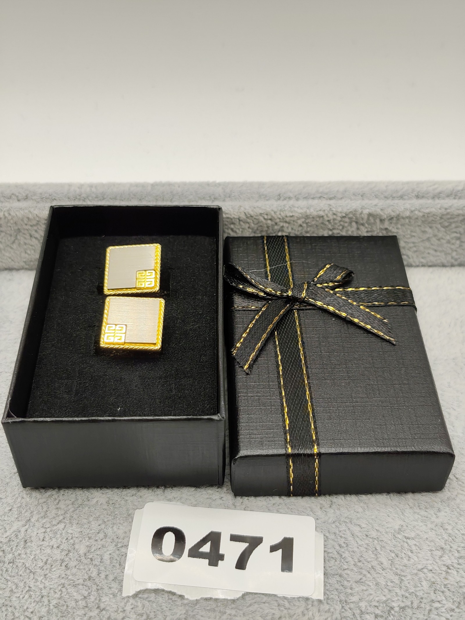 Givenchy Men's Gold & Silver Square Logo Cufflinks Other