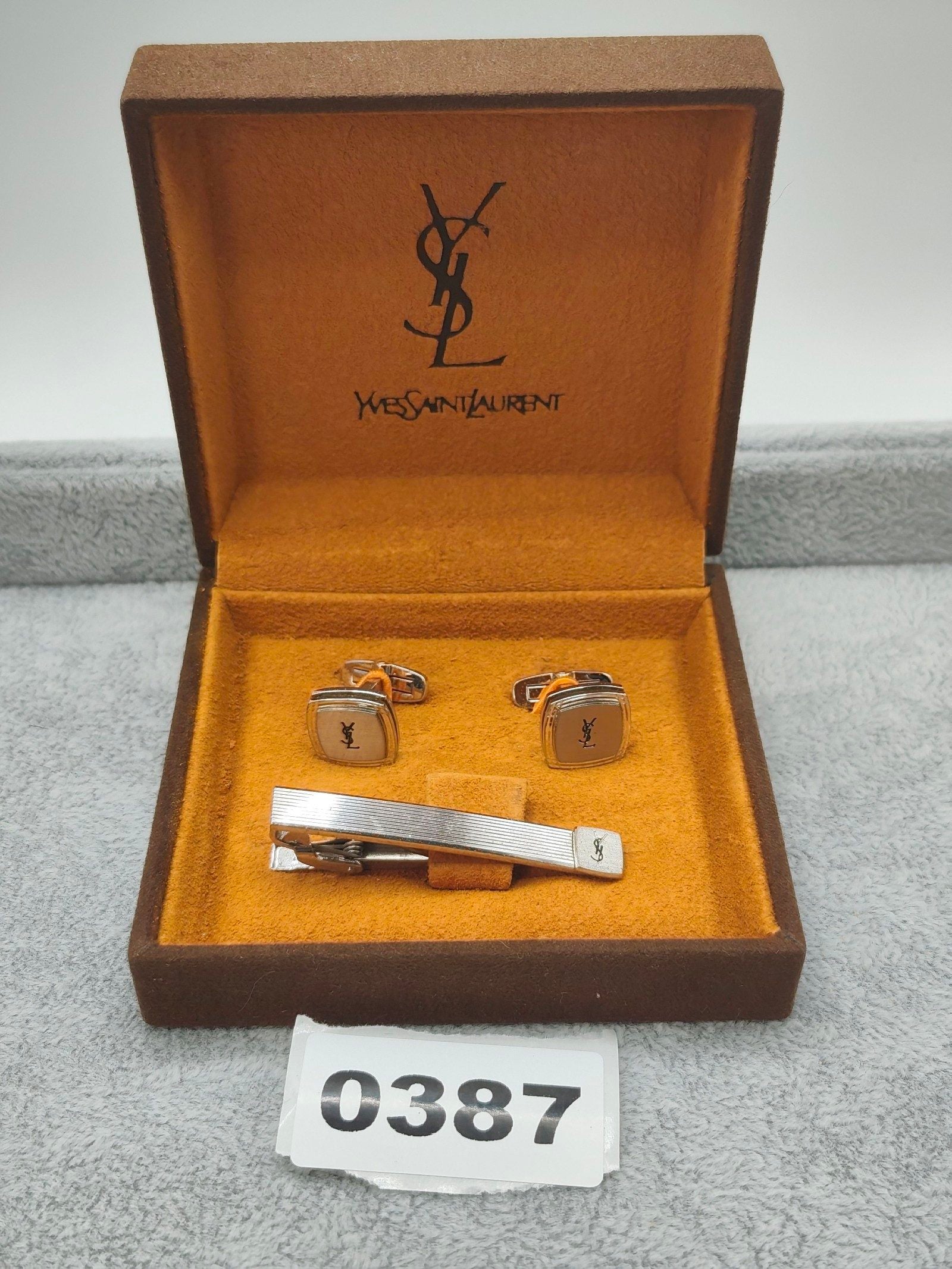 Yves Saint Laurent Silver Cufflinks & Tie Clip Set Other