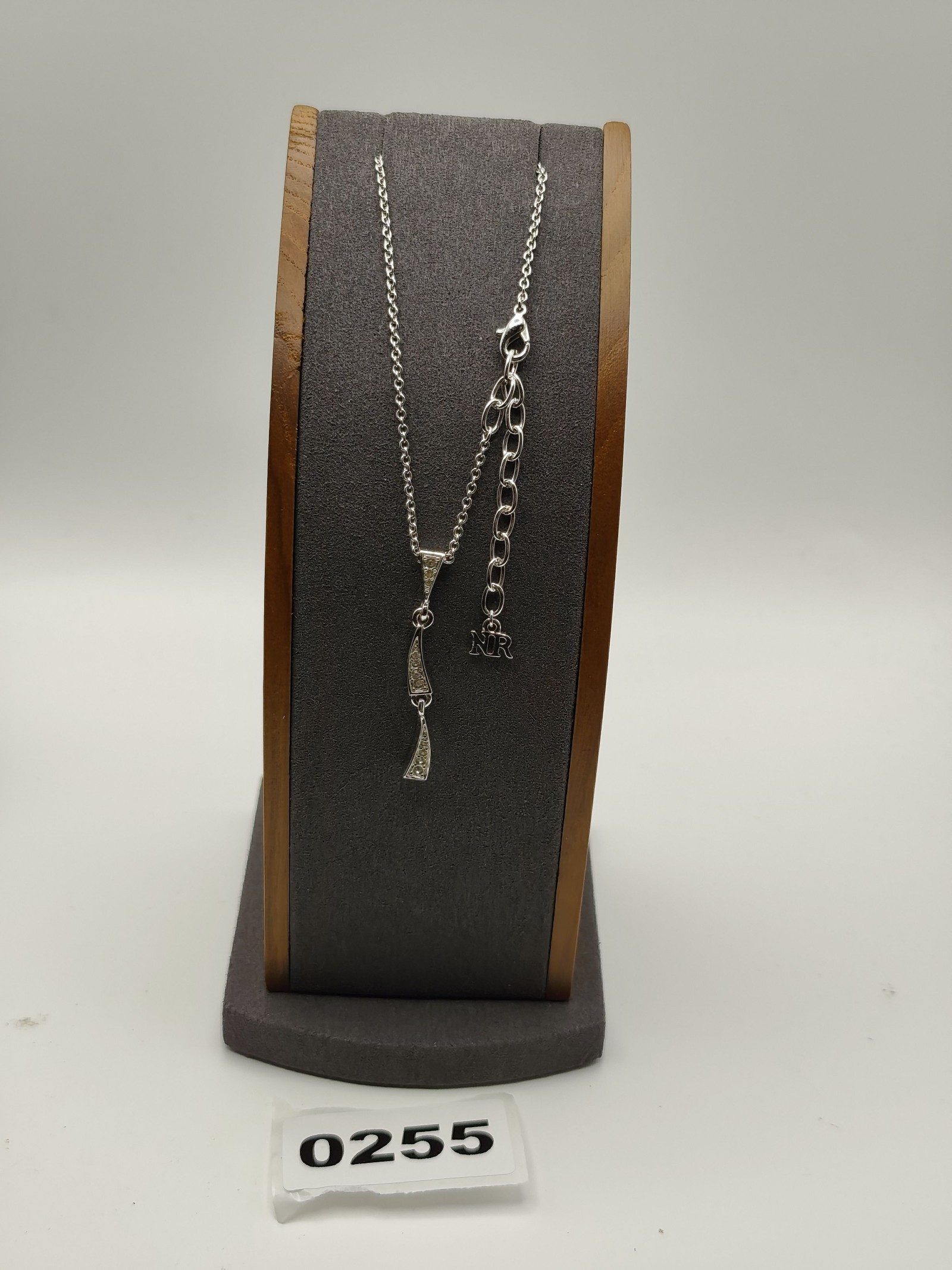 Nina Ricci Silver tone Chain Necklace with Cubic Zirconia Pendants