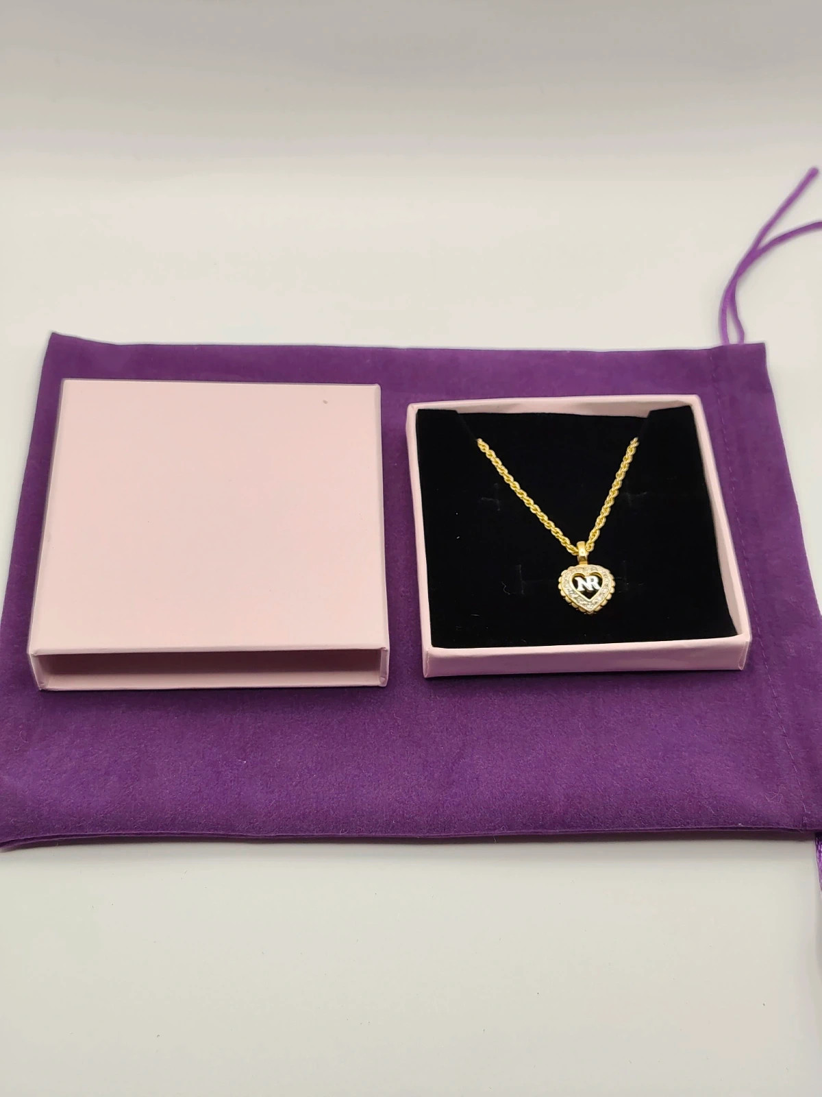 Vintage Nina Ricci Gold Plated Crystal Heart Pendant Necklace Signed