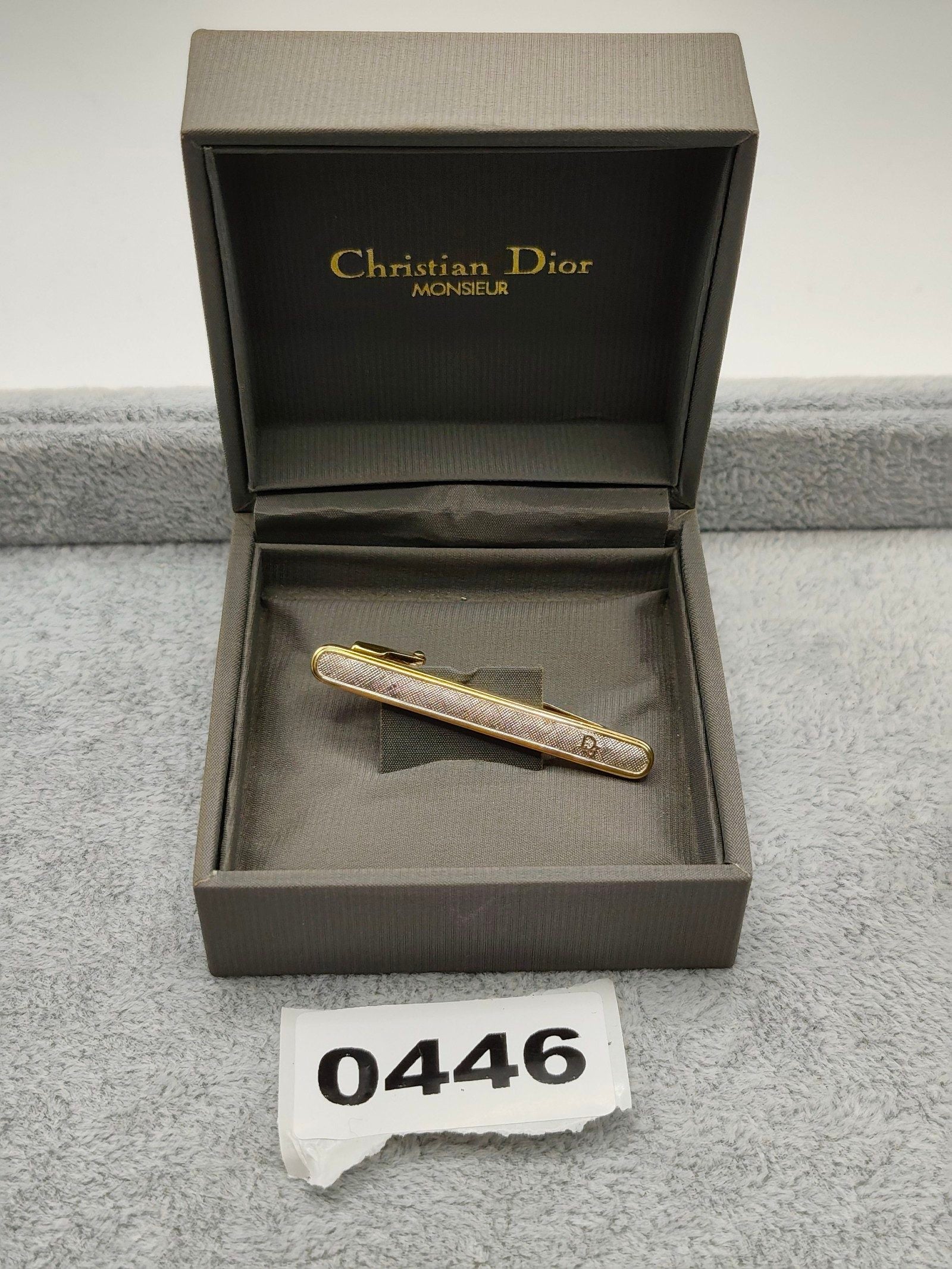Christian Dior Men Gold & Silver Tone Tie Clip with Box Other