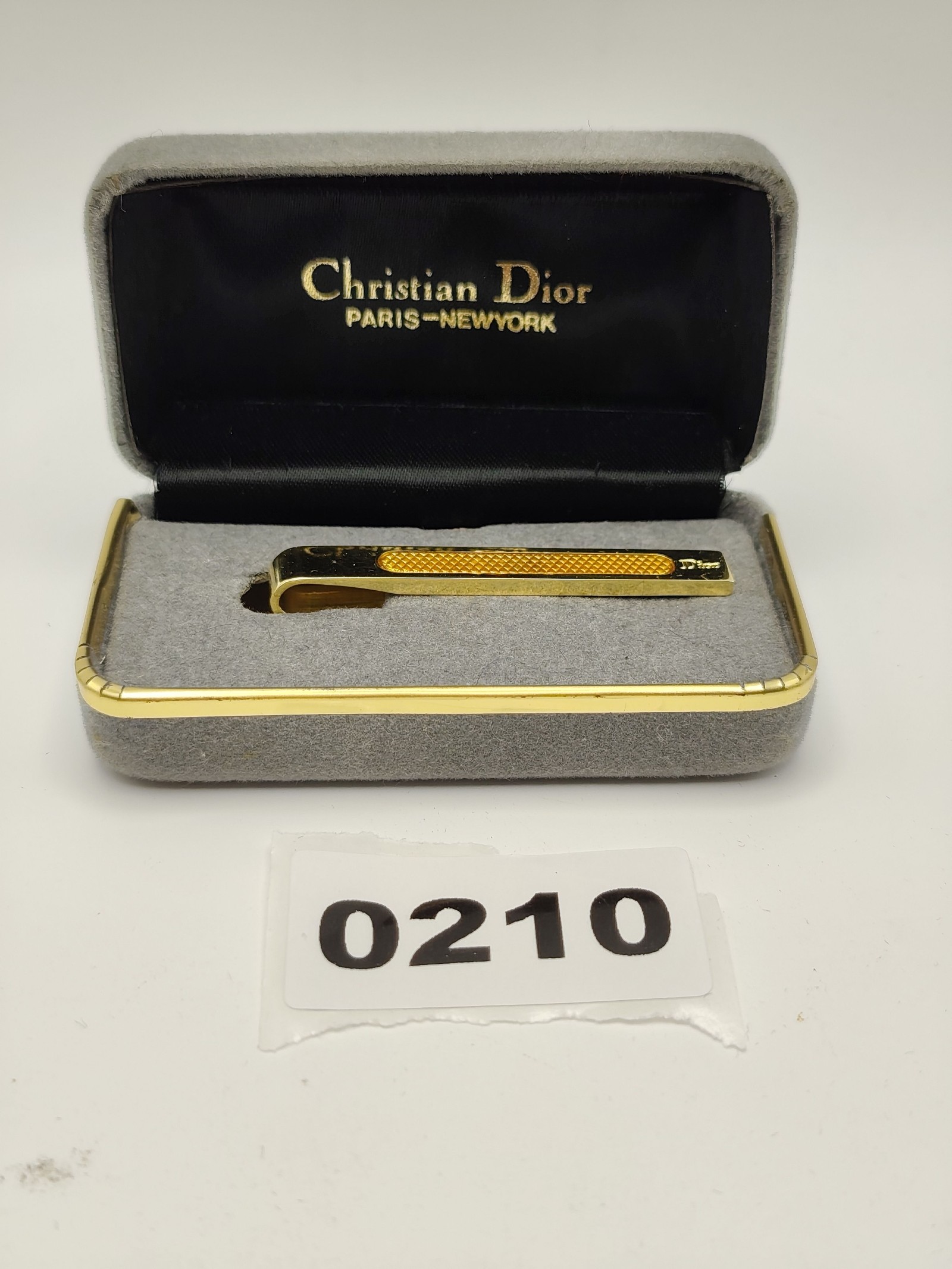 Christian Dior Men's Gold-Tone & Yellow Tie Clip with Case