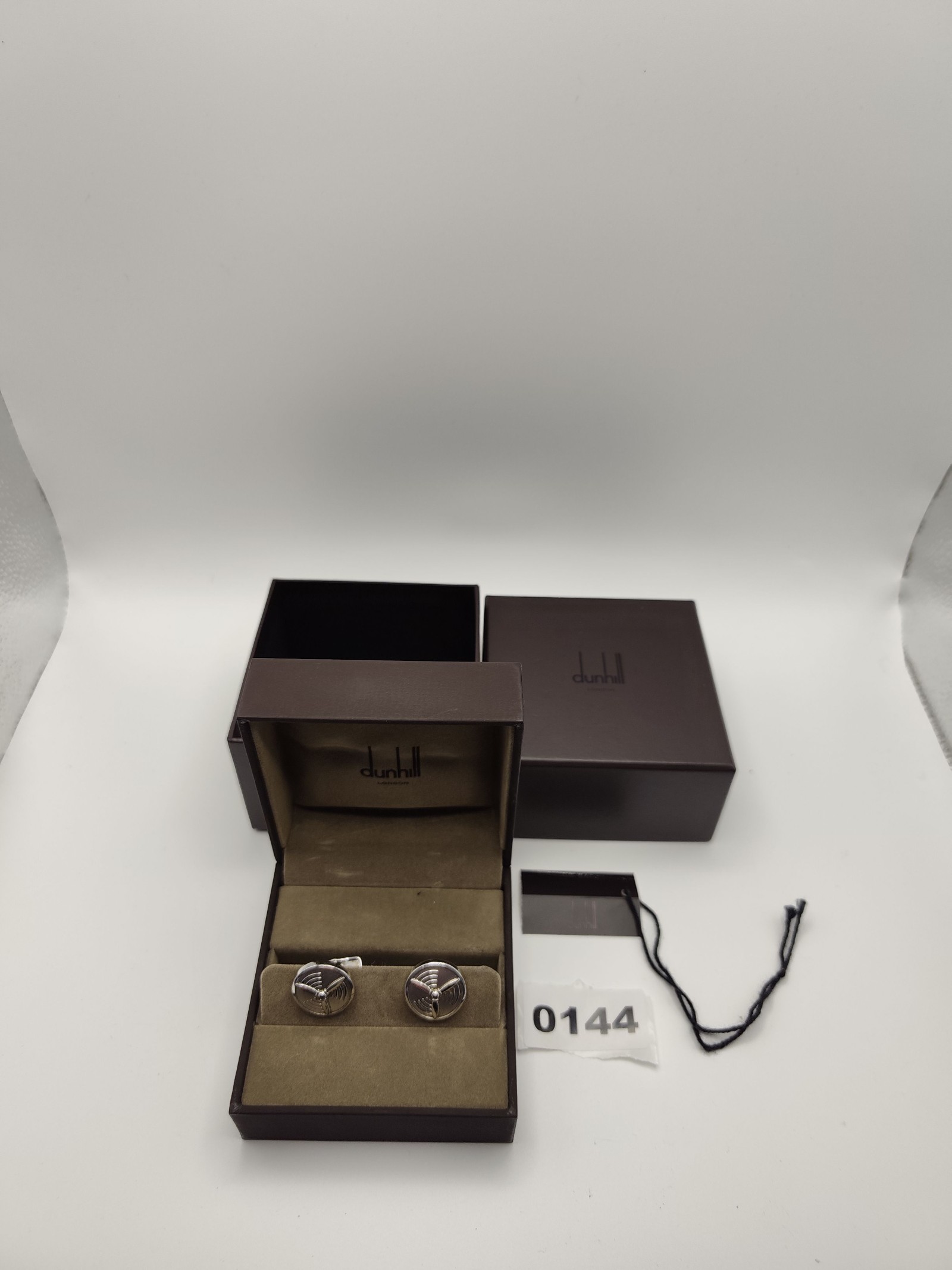 Dunhill Silver Propeller Men's Cufflinks with Box