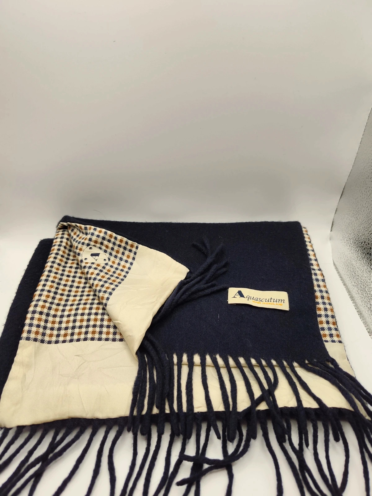 Aquascutum vintage cashmere and silk reversible scarf