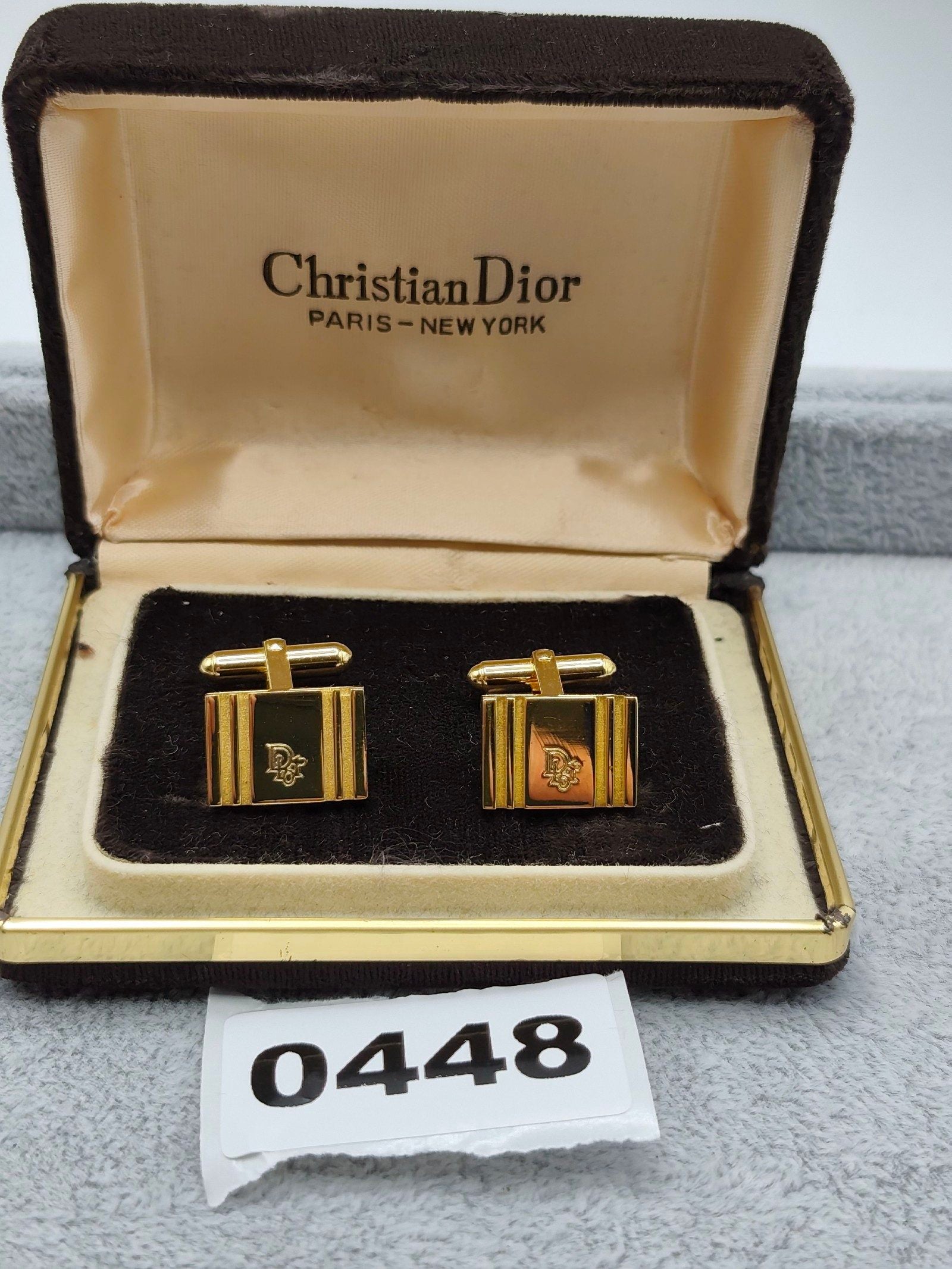 Christian Dior Gold Plated Logo Cufflinks with Presentation Box Other