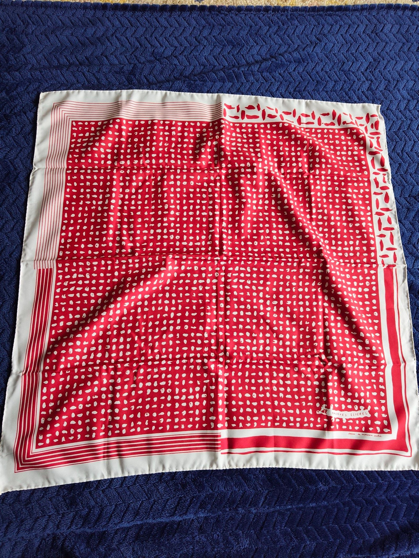 Jacques Esterel Women's Red & White Silk Scarf 100% Polyester