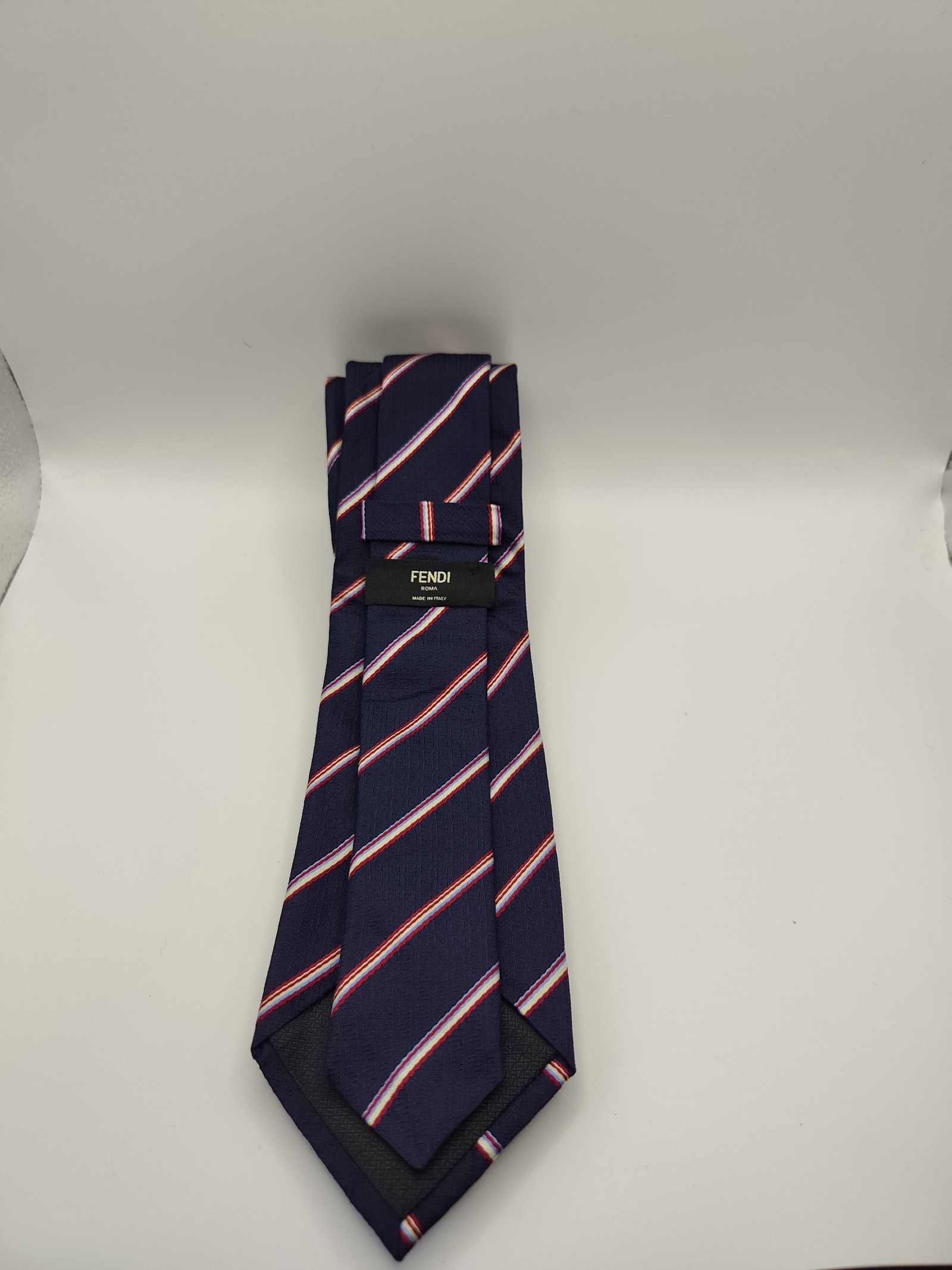 Fendi Navy & Red Striped Silk Tie Other Men
