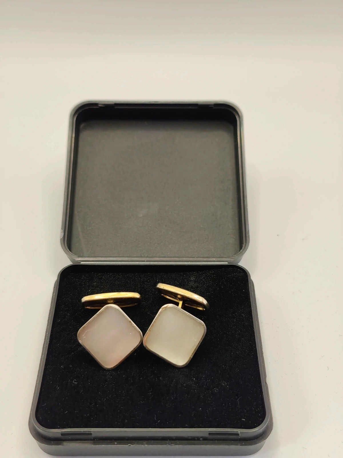 Vintage Mother of Pearl Cufflinks - Heavily Patinated / Shabby Chic