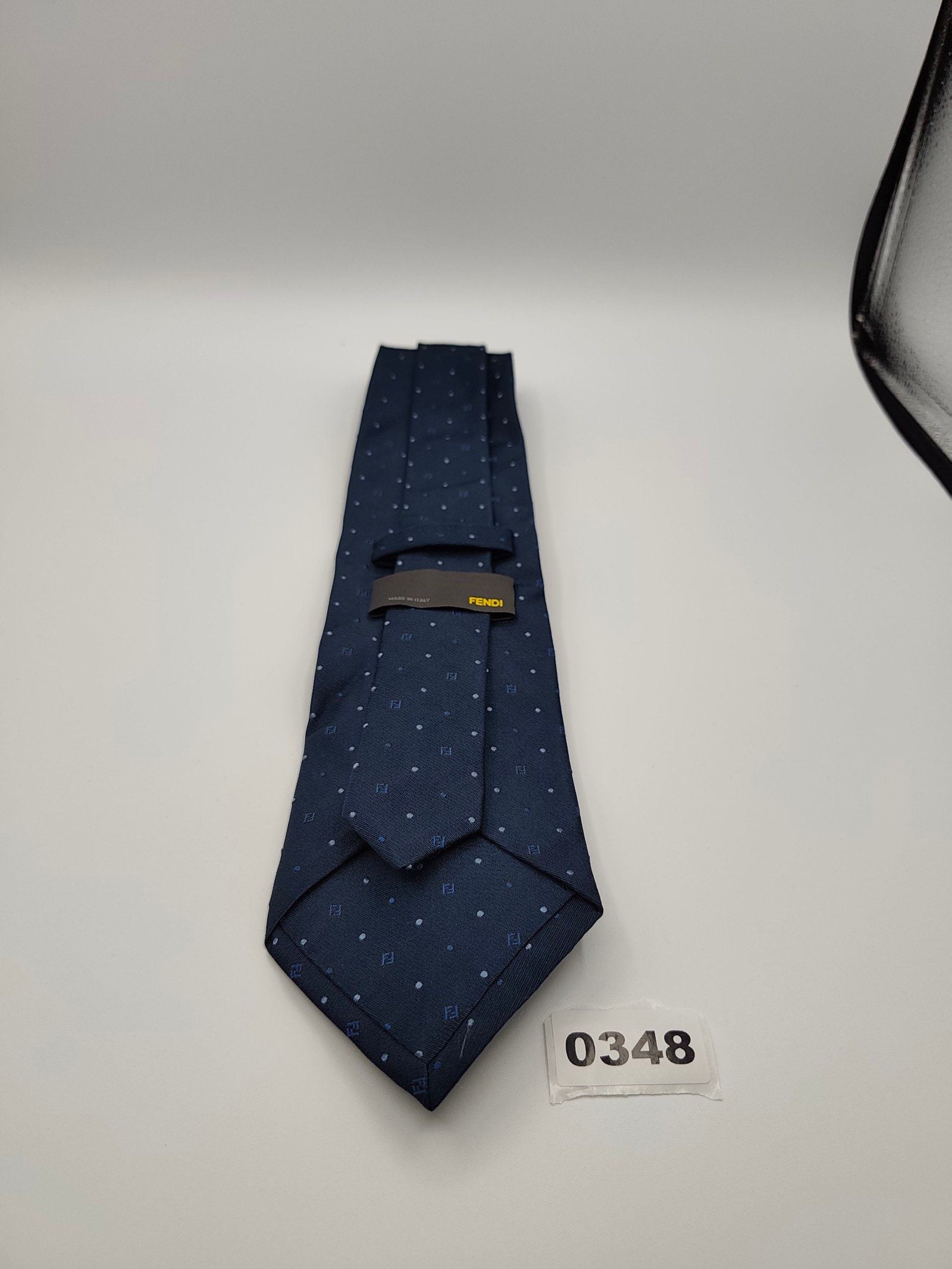 Fendi Navy Polka Dot Silk Tie Made in Italy