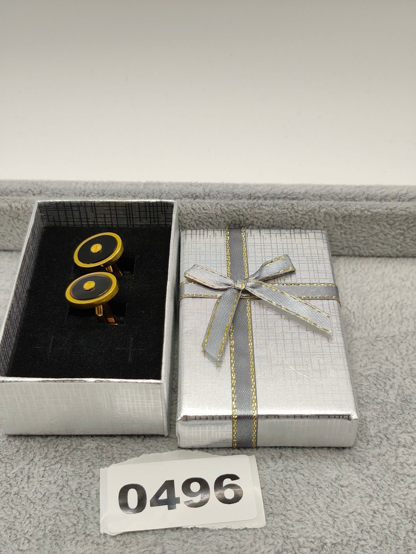 Dunhill Men Gold & Black Round Cufflinks with Box Other