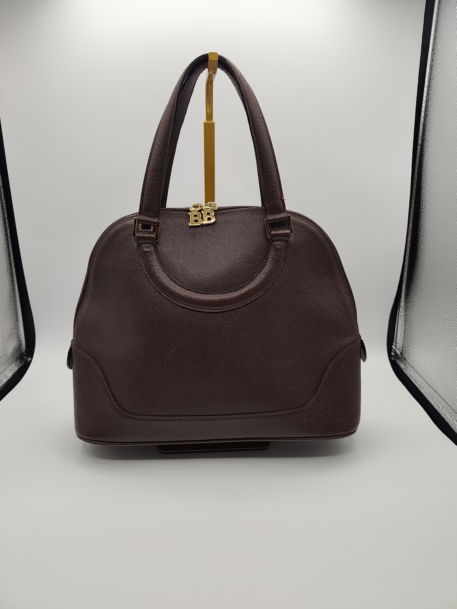 Bally Brown BB Logo Leather Handbag Women