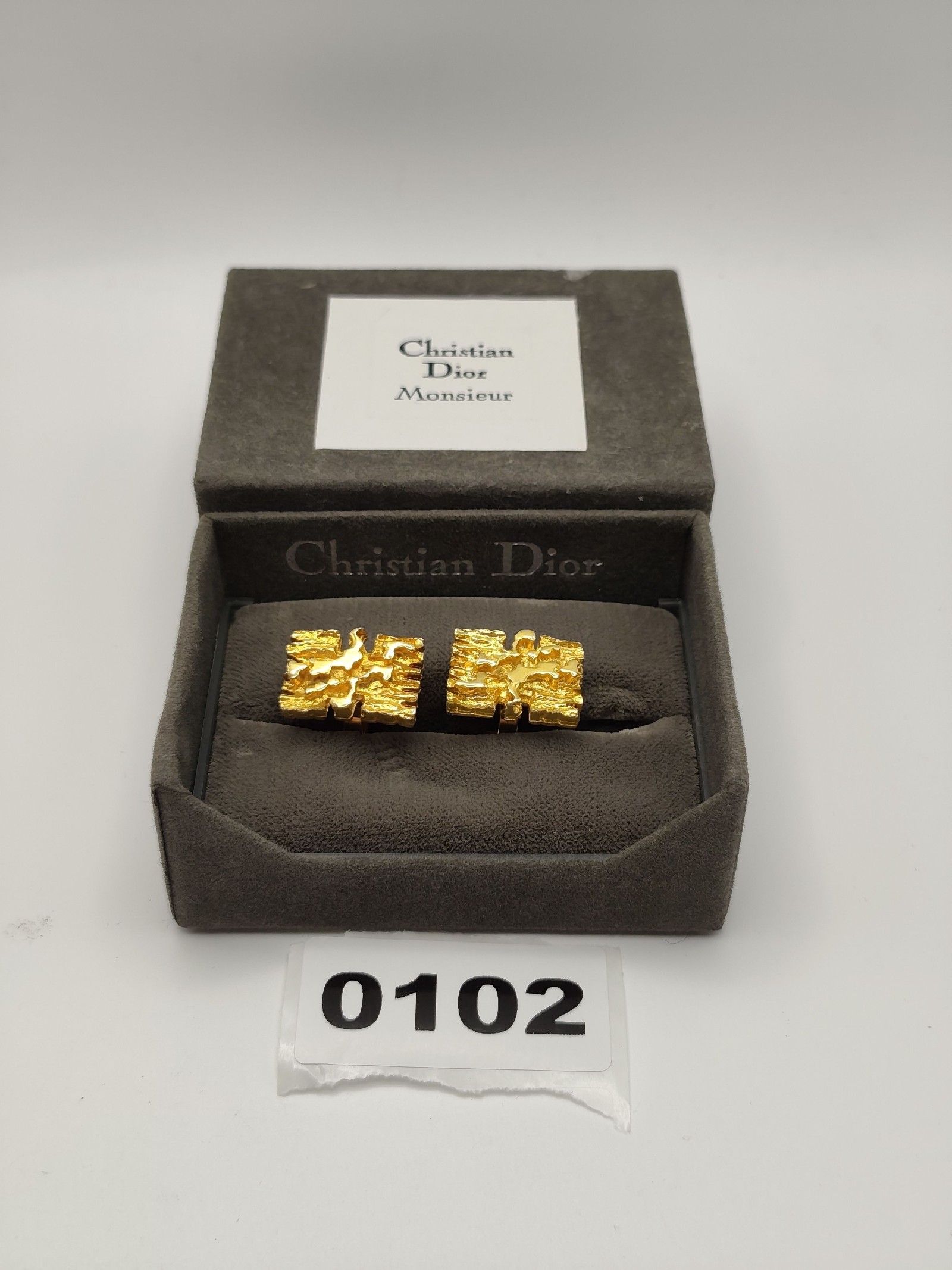 Christian Dior Gold Tone Monsieur Textured Cufflinks Other
