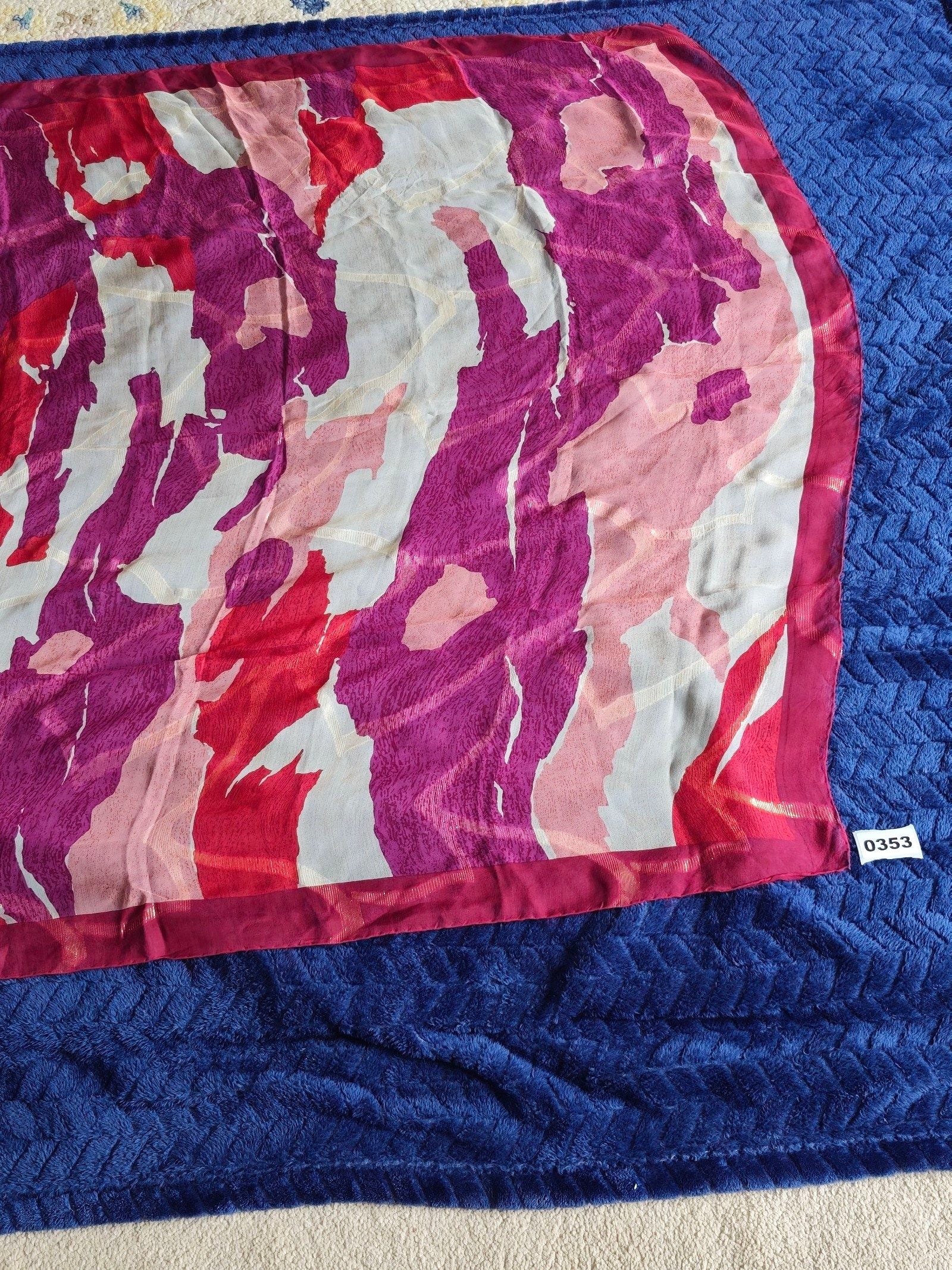 Angelo Tarlazzi Red & Pink Abstract 100% Cotton Scarf One Size 35 in Square