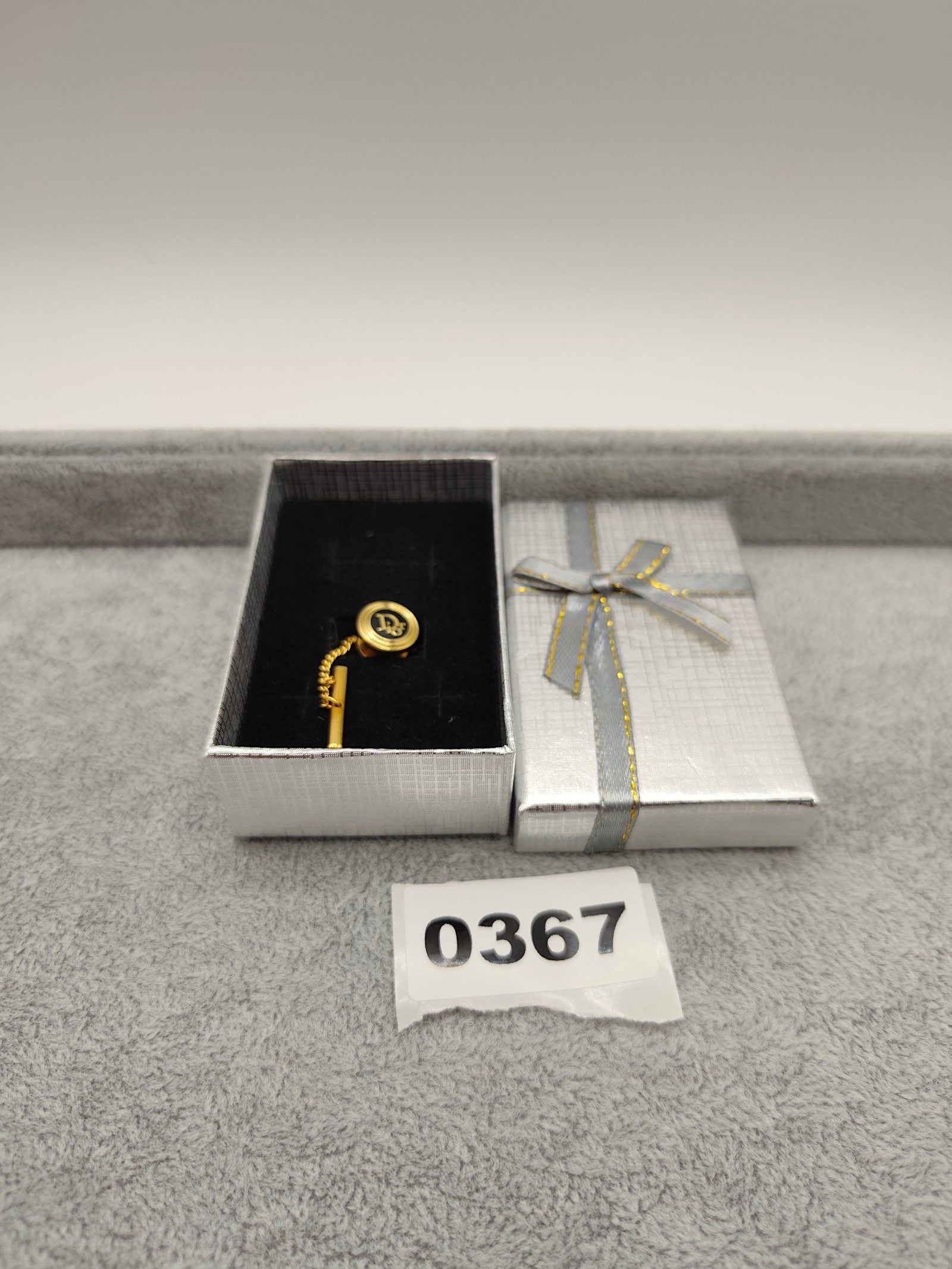 Christian Dior Men Gold-tone & Black Logo Tie Tack Other
