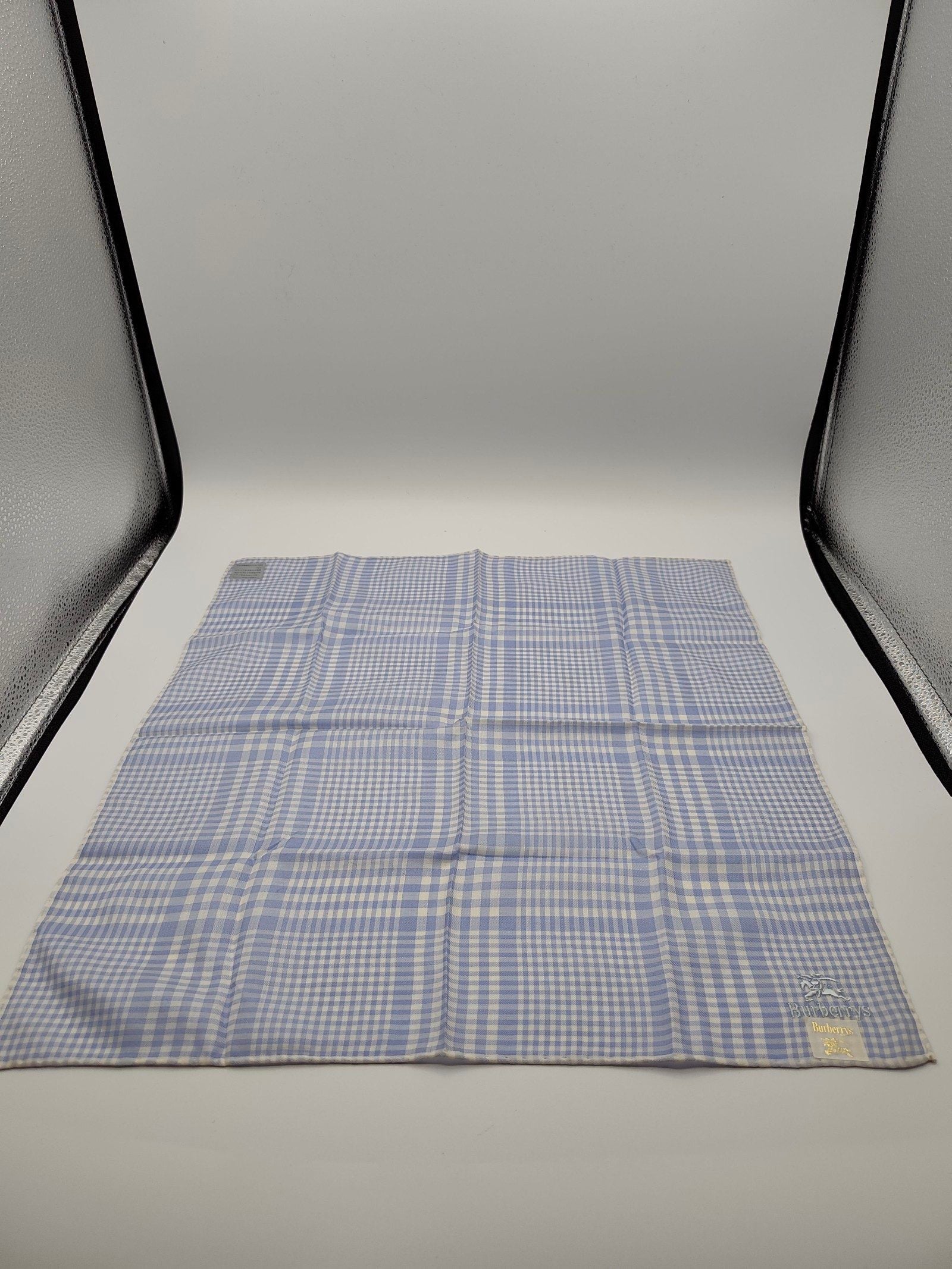 Burberry Light Blue & White Check Cotton Handkerchief Other